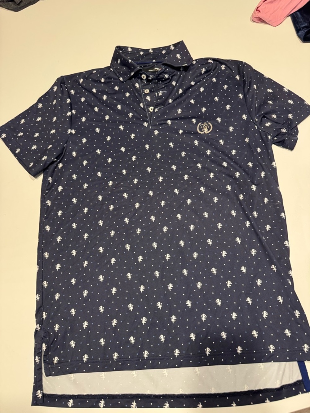 Ralph Lauren Navy Polo with White Micro Motif